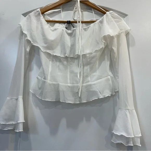 19 COOPER White Off-Shoulder Ruffle Top - Picture 3 of 5